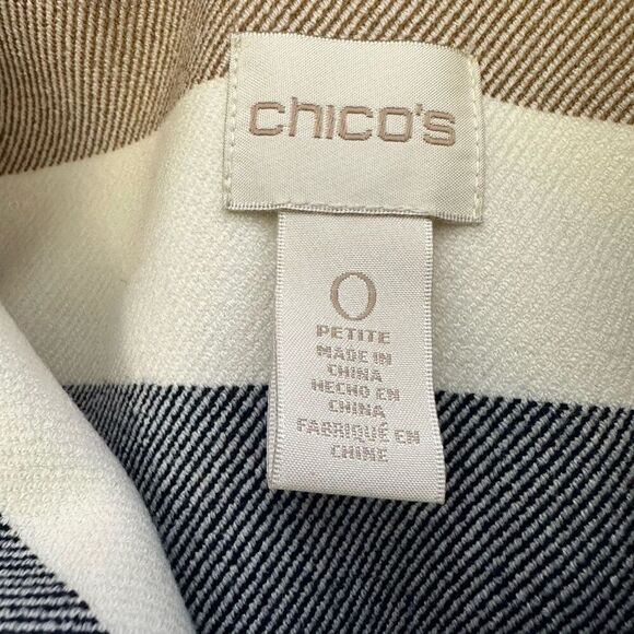 Chico’s Striped Neutrals Short Length‎ Jacket Size 0 / XS Classic Chic - Picture 6 of 9